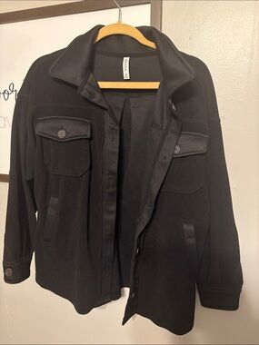 Zenana Outfitters Black Utility Button-Front Jacket